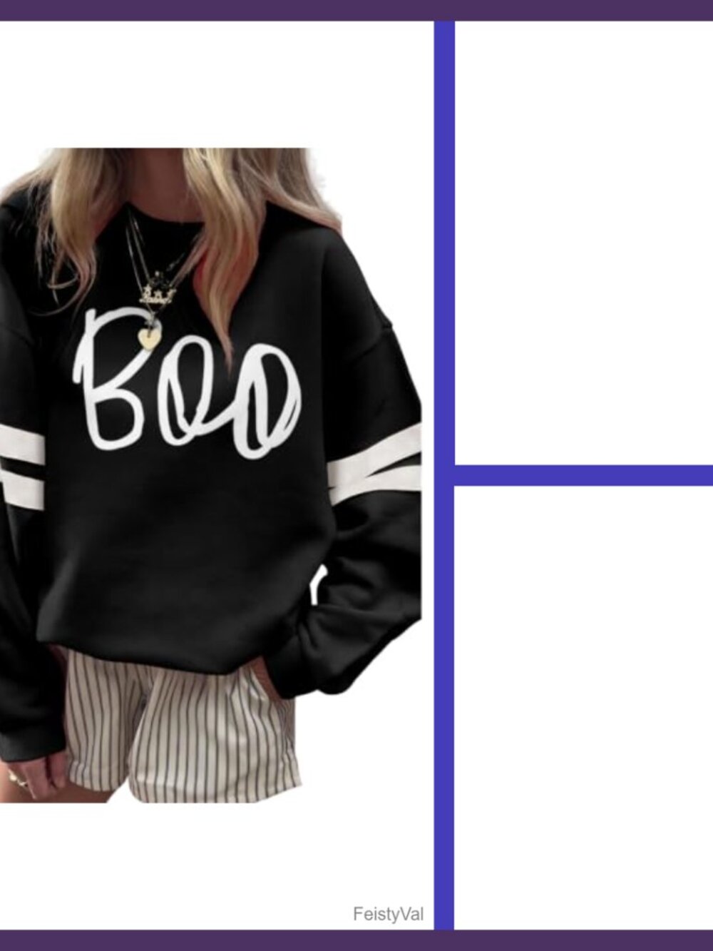 Womens Oversized Striped Sweatshirt Crewneck Pullover Relaxed Fit